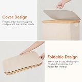 Lifewit 100L Laundry Basket with Lid Bamboo Handles Beige view 7