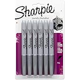 Sharpie Metallic Pens - Silver Ink - Fine Point - Pack of 6