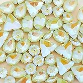 TANOSII Sew on Rhinestones 60 PCS Mixed Shapes Glass Rhinestones Sew on Crystal Gems Mental Flatback with Golden Claw for Jewelry Crafts Clothes Shoes Costume Garment Green
