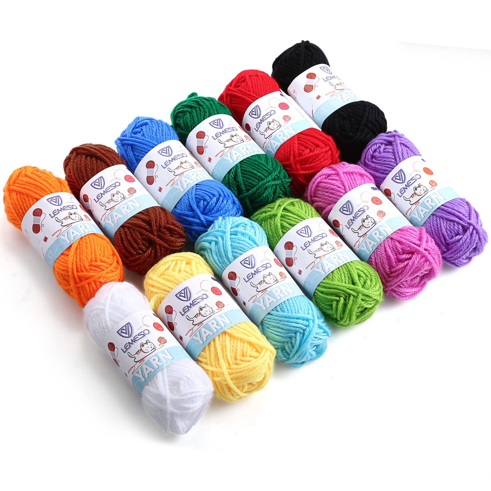 12 Pack Crochet Yarns Knitting Yarn Acrylic Wool Crochet Yarn Soft Yarn Skeins Assorted Starter for Crocheting and Knitting Craft Project 15g