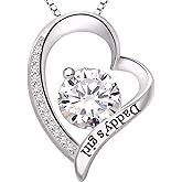 ALOV Jewelry Sterling Silver Father Daughter Love Heart Cubic Zirconia Pendant Necklace