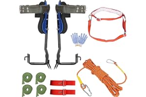JATCSG Tree Climbing Gear Kit, Tree Climbing Spikes with Adjustable Climbing Belt and Upgrade Rope, Arborist Climbing Tools Kit for Climbing, Picking Fruit, Indoor and Outdoor Sports