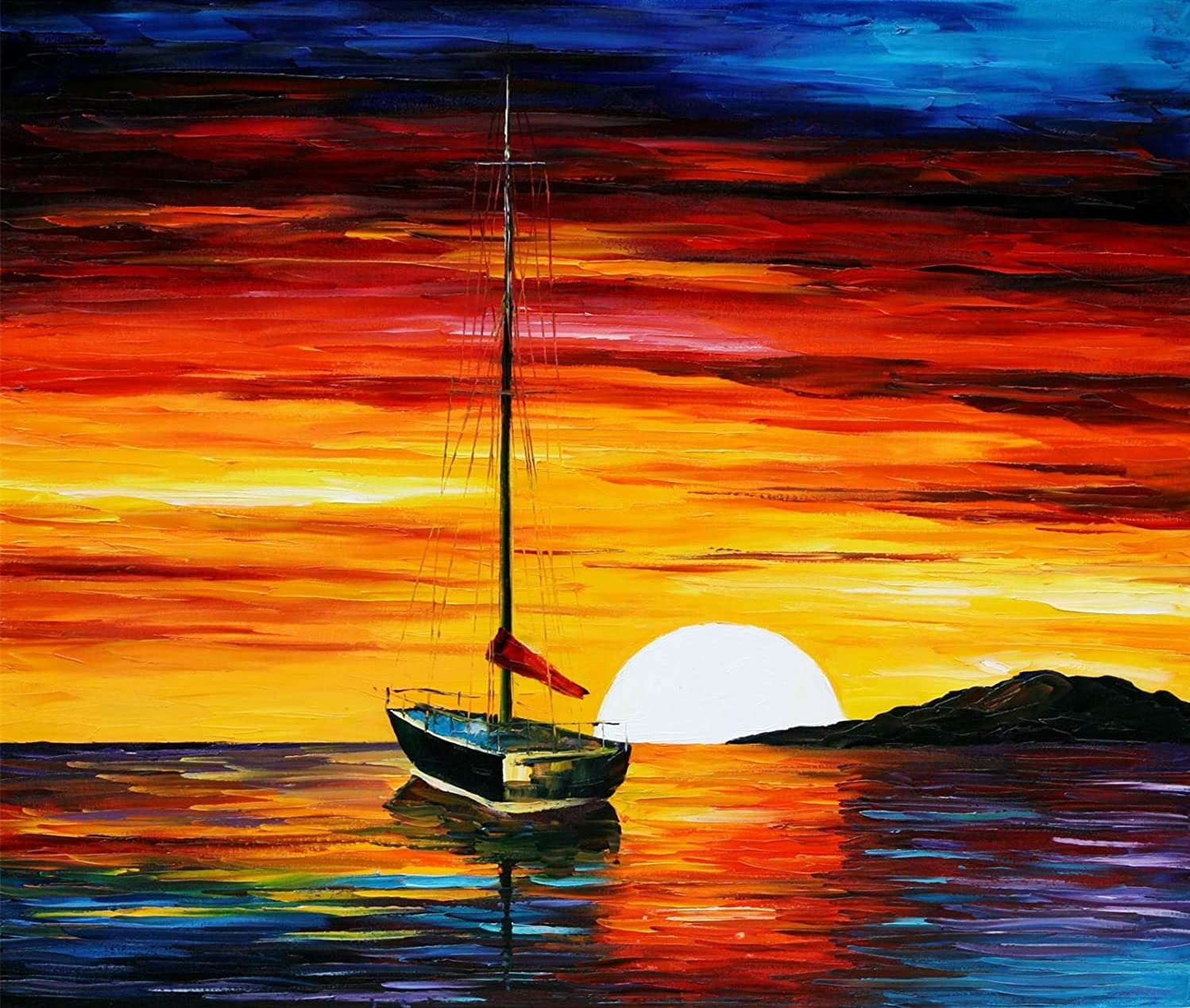 AveJoys Wooden Jigsaw Puzzles for Adults 1000 Piece Sunset and Boat 20.5 x 15 Inch Jigsaw Puzzles for Adults Educational Game Challenge Toy 1000 Pieces Wooden Puzzle for Adult