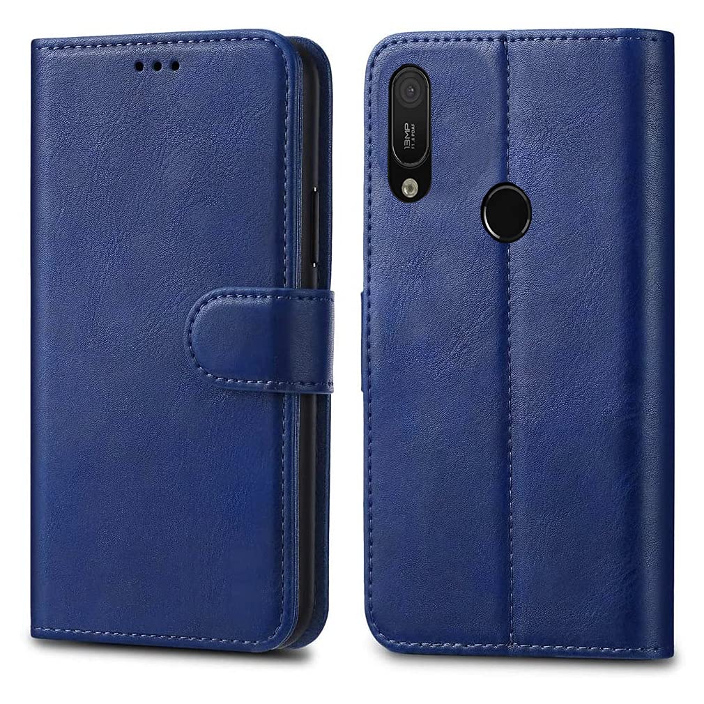 GAPlus Huawei Y6 Y6s Pro 2019 / Honor 8A Pro Leather Case - Premium Wallet Flip Cover With Card Holder and Magnetic Closure for 6.09" (Blue)
