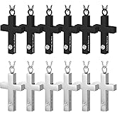 Inbagi Stainless Steel Cremation Necklace for Ashes, Memorial Cross Necklace Urn for Men Women, 12 Pcs