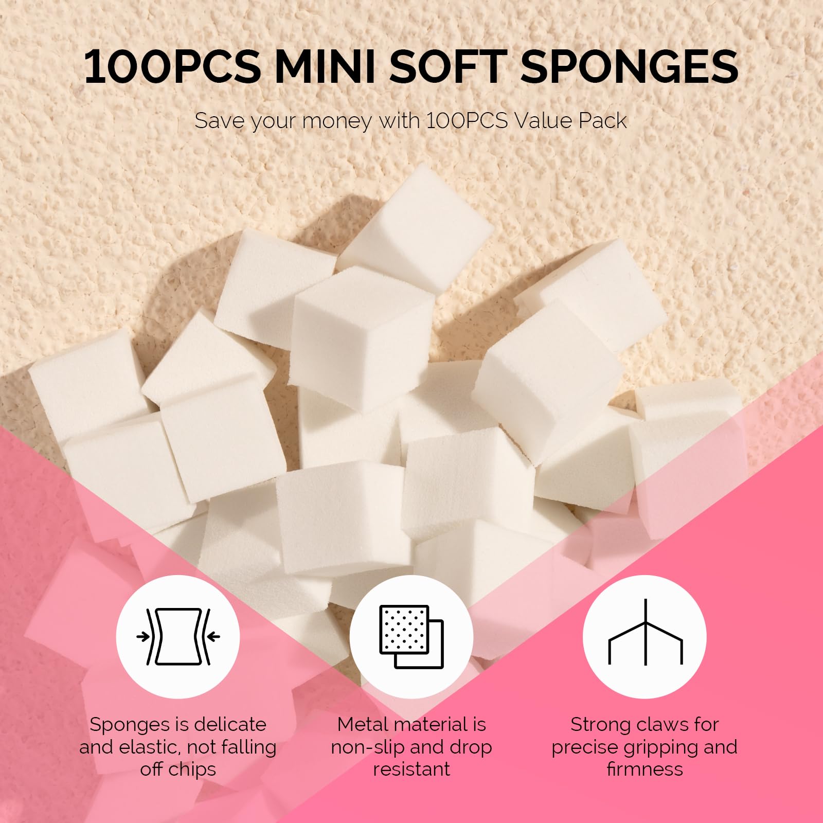 MelodySusie 100Pcs Soft Nail Sponges for Ombre, Nail Art Sponges With Grabbing Pen, Blooming Nails, Gradient Nail, Manicure Nail Art Tools, Professional Accessories Supplies for Home and Salon Use - Image 2