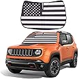 Moricere Upgrade Windshield Sun Shade with USA Flag for Jeep Renegade 2016-2024, Foldable Windshield Sun Visor Blocks UV Rays