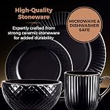 Tower Empire 16 Piece Dinnerware Set Stoneware Black and Brass view 4