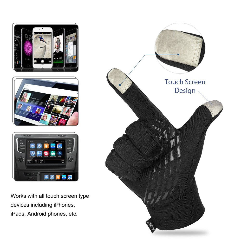 Vbiger Outdoor Touchscreen Handschuhe fahren Radfahren warm Freizeit Sport Silikon rutschfeste Handschuhe, Schwarz, XL