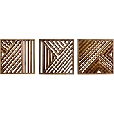 Musanpou Wooden Geometric Home Wall Decor Slatted Wood Design Wall Sculpture，Set of 3 Wood Wall Art decorate，Boho Bathroom Bedroom Living Room rustic Home Decoration