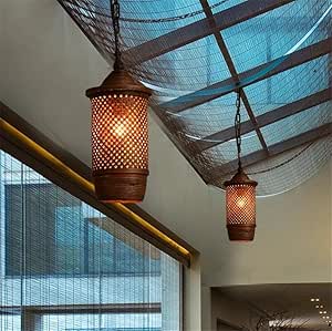 ZXDLCL Lámpara de Techo Linterna Que Teje de bambú Lámpara de Techo