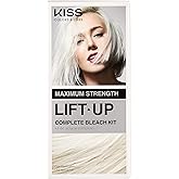 Kiss Colors &amp; Care Lift Up Complete 6 Pc DIY Hair Bleach Kit with Revitalizing Plex Serum, ICE, Powder Lightener, 40 Vol Developer, Icy Silver Toner, One Application, Gentle Conditioning, Non-Drip