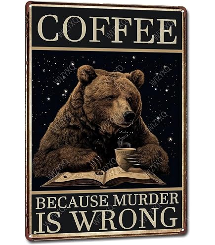 Targa in metallo vintage con scritta Coffee Because Murder Is