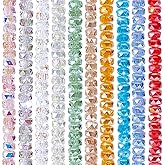 PH PandaHall 200pcs 10 Colors Faceted Beads, 8x5mm Rondelle AB Color Crystal Glass Flat Craft Bead Loose Spacer Beads for Jewelry Making