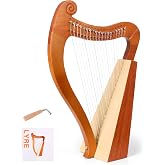LOMUTY 19-String Lyre Harp with Tuning Wrench Harp Instruments, Lyre Harp is Good Choice for Music Lovers, Beginners and Friends