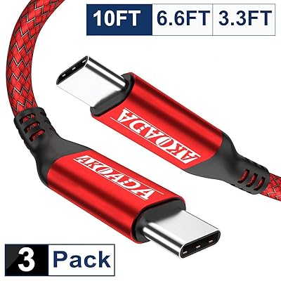 Akoada USB C to USB C 60W Cable 3-Pack, Nylon UK Ubuy