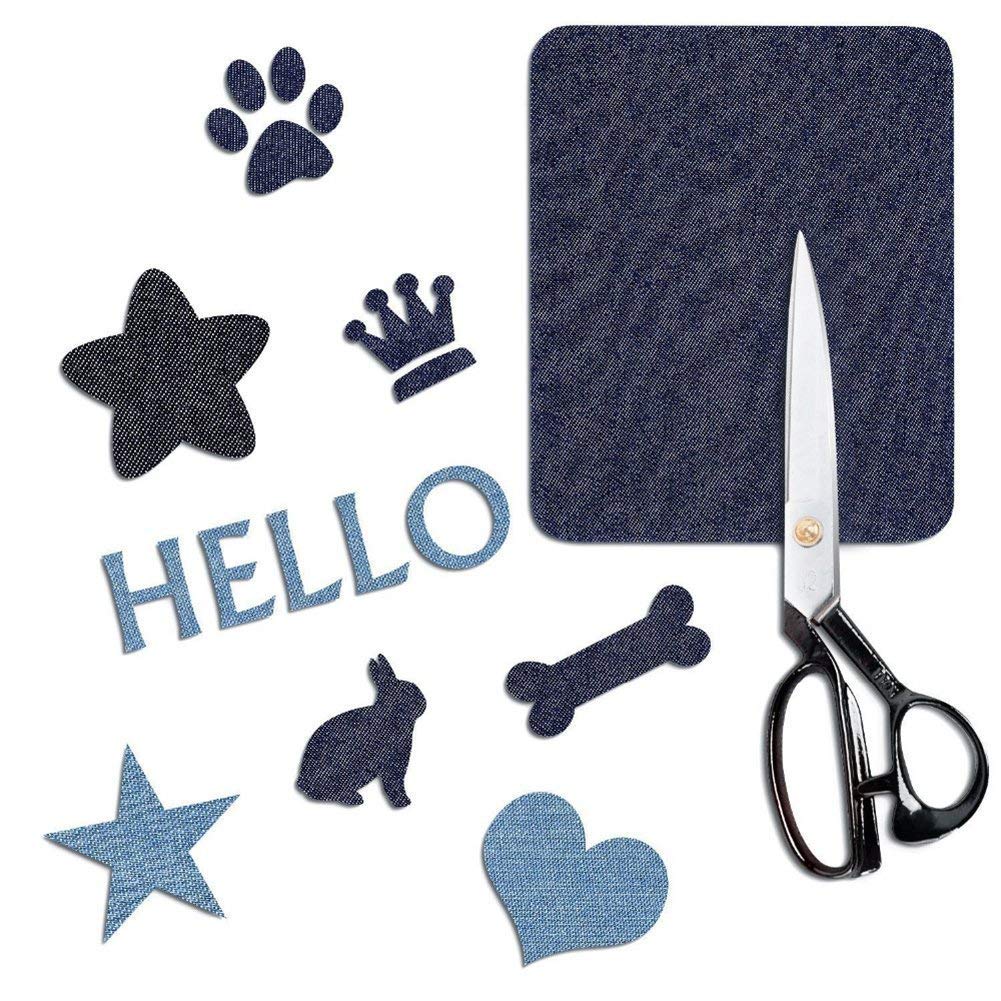 18 Pcs Iron On Denim Patches,No-Sew Shades Patches,Iron-on Repair Patches Kit for Clothing Jeans, 3 Colors (4.9 x 3.7 inch)