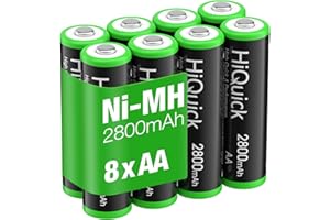 HiQuick 2800mAh AA Rechargeable Batteries High Capacity Performance, Per-Charged 1.2V AA Batteries Pack of 8