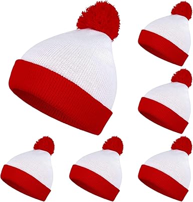 Uratot 6 Pack Red White Pom Pom Beanie Hat Christmas Costume Beanie Hats At Amazon Men S Clothing Store