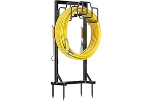 Skycarper Garden Hose Reel Holder Detachable Metal Water Hose Hanger Organizer Heavy Duty Free Standing Hose Stand,Black