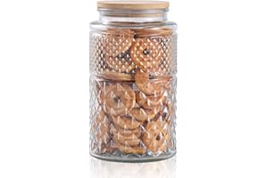 Galazzz 90 OZ Cookie Jars, 2600ml Glass Jars with Airtight Lids, Vintage Decorative Glass Storage Containers with Bamboo Lids