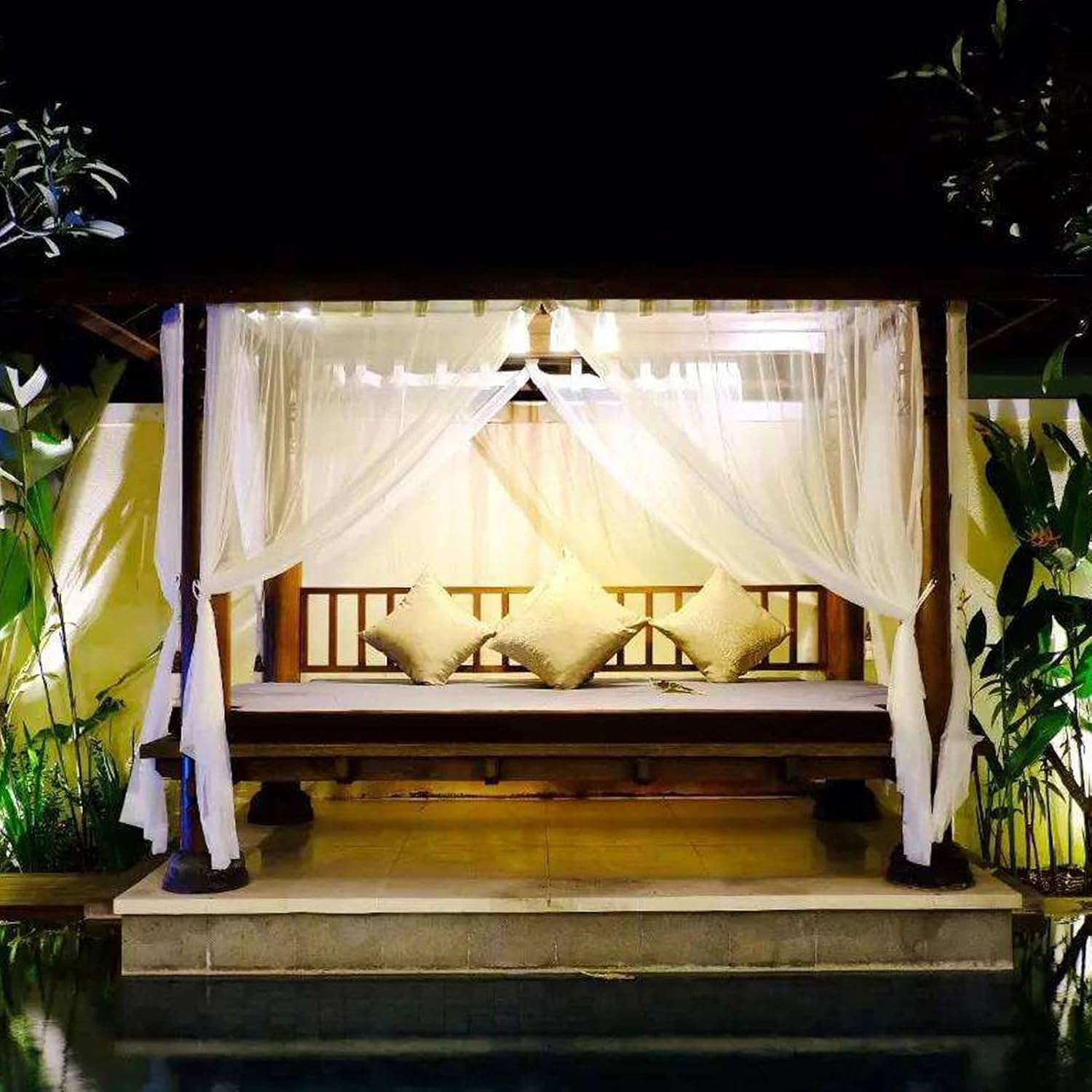 Outdoor Curtains - QHQ Bottom Weighted Curtain Outdoor Sheer Curtain for Patio, Adding Weights to The Bottom.W59*L84,1 Panel.White.