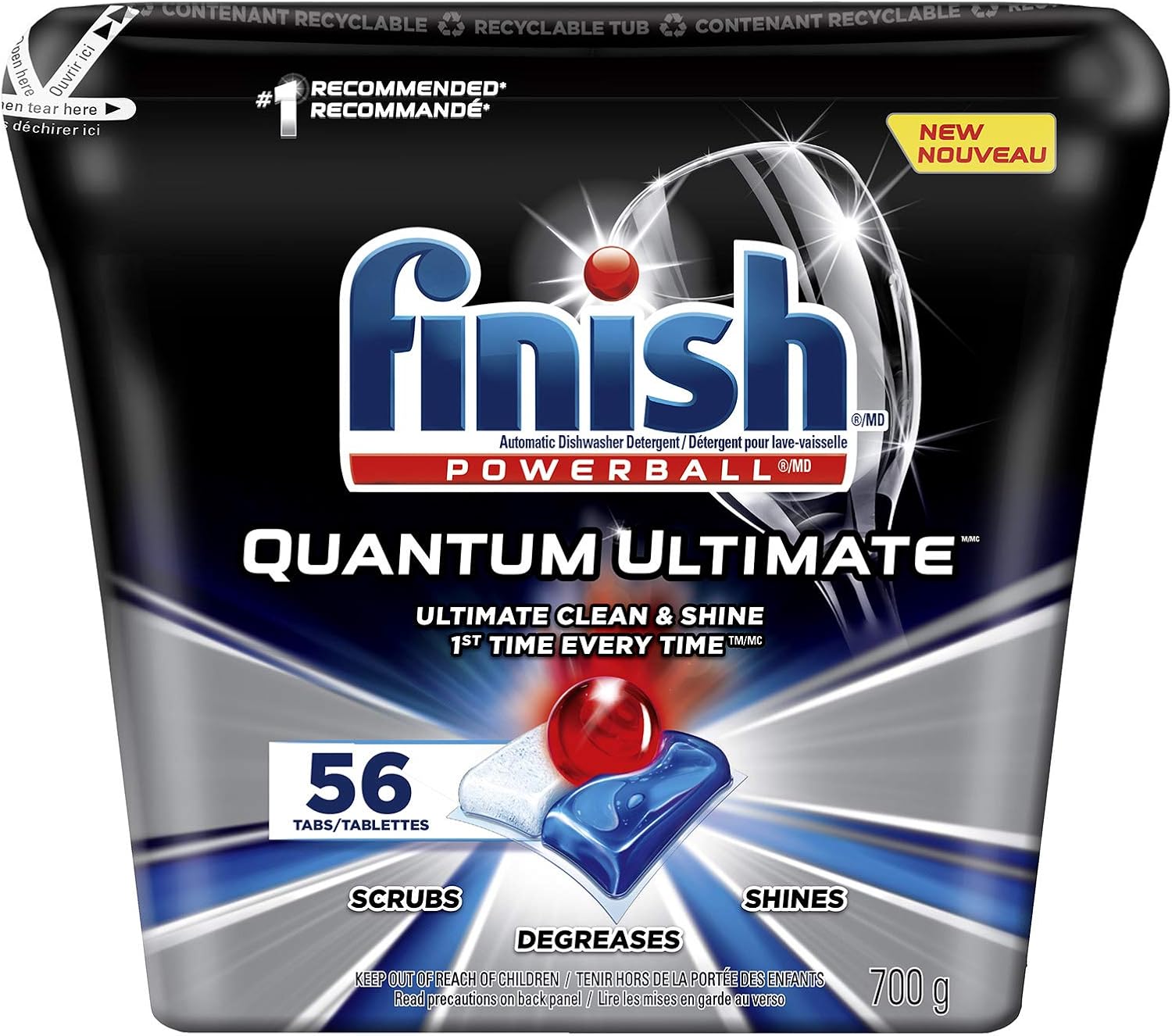 Finish Dishwasher Detergent, Quantum Ultimate, Fresh, 56 Tablets