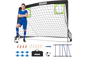 Hazacl Kids Soccer Goal for Backyard, 6x4 9x5 FT Portable Soccer Nets Pop Up with Ball, Agility Ladder, Cones, Target & Carry Bag for Toddler Youth Outdoor Indoor Training Practice Sports Games Play