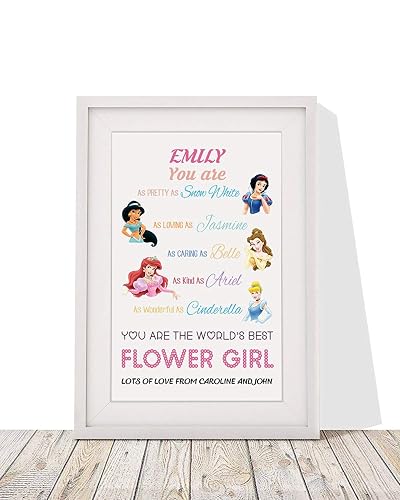 Amazon Com Flower Girl Gift Personalised Disney Princess Framed