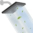 Hibbent Thickness Metal Rain Shower Head, 8 Inch High Pressure Rainfall Shower Head, Square Bathroom Waterfall Shower Heads, High Flow Fixed Showerheads with Adjustable Brass Ball Joint, Matte Black