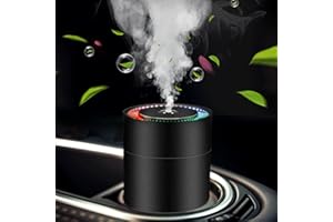 Anuoio Car air freshener Diffuser USB Large Capacity Car Diffuser Car Summer Cool, Oil Diffuser Humidifiers Car Odor Eliminator Car Decor Metal housing Stable Won't tip Over Auto On/Off (MetalBlack)