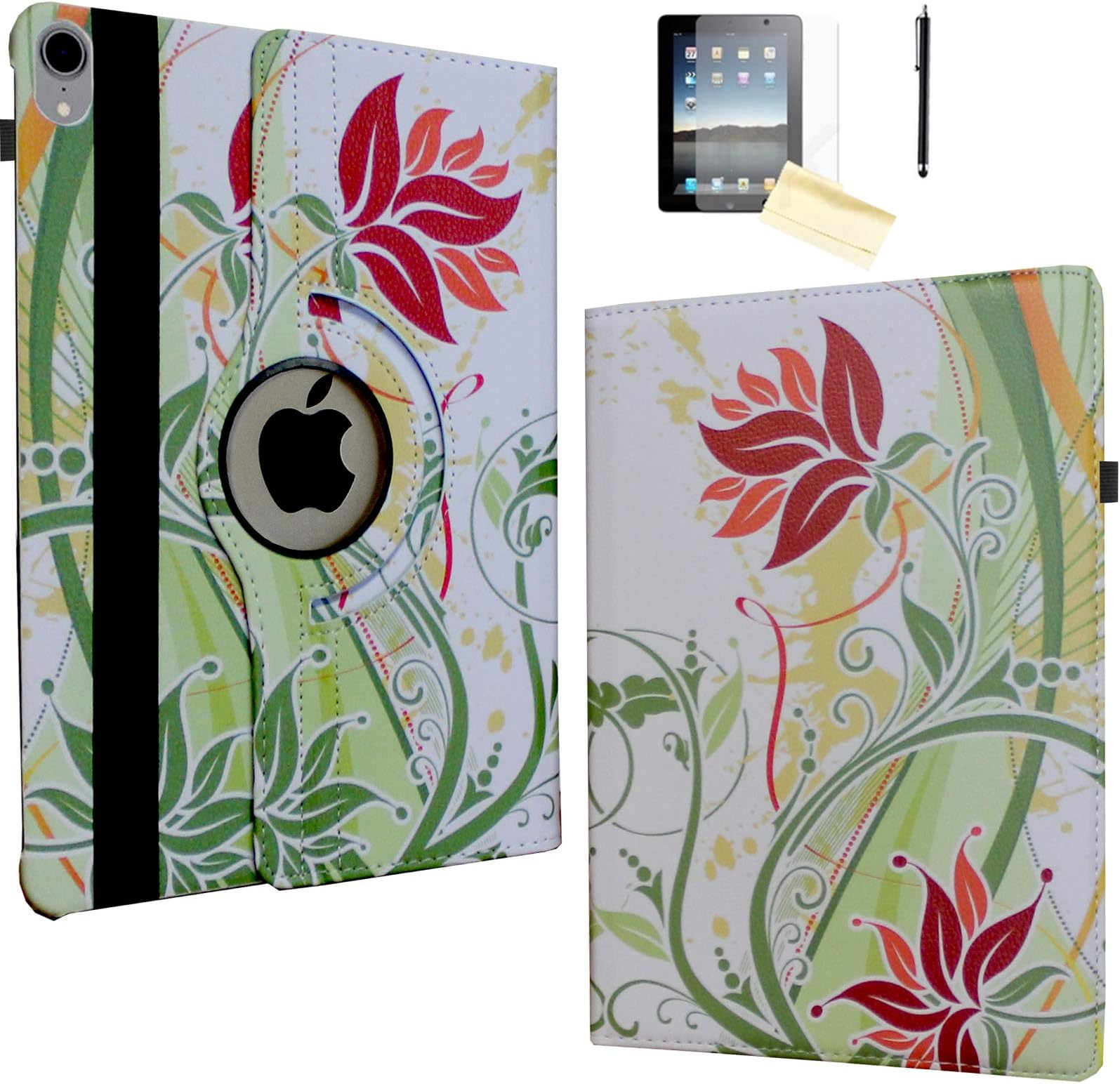 Case for 10.5-inch iPad Air 3rd, Rotating Stand Smart Magnetic Auto Wake Up/Sleep Cover for 2019 iPad Air 3 - A2152 A2153 A2154 A2123 MUUT2LL/A MV162LL/A MV0U2CH/A MV112CH/A (Green Flower)
