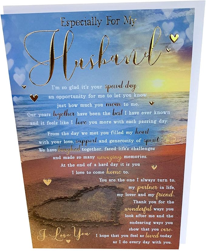 Husband Birthday Card and Envelope Words Verse with Decorative Balloon ...