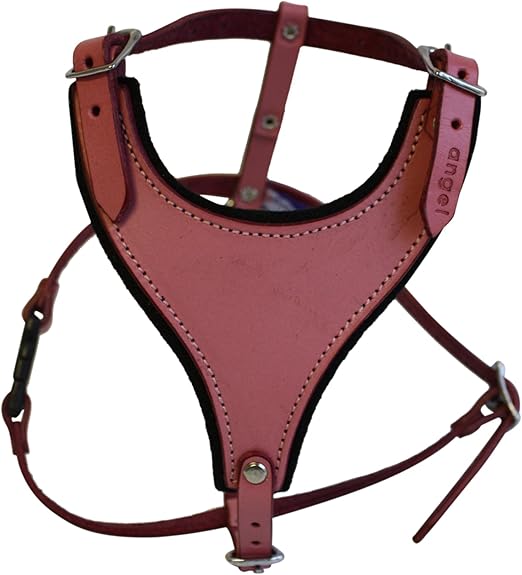 pink leather dog harness