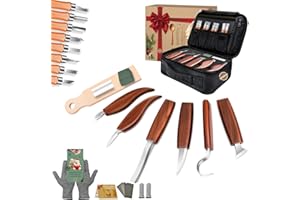 COZYGIFT 30-Piece Wood Carving Tools Set for Beginners & Adults - Complete Whittling Knife Kit with Walnut Handles, 8 Detail 