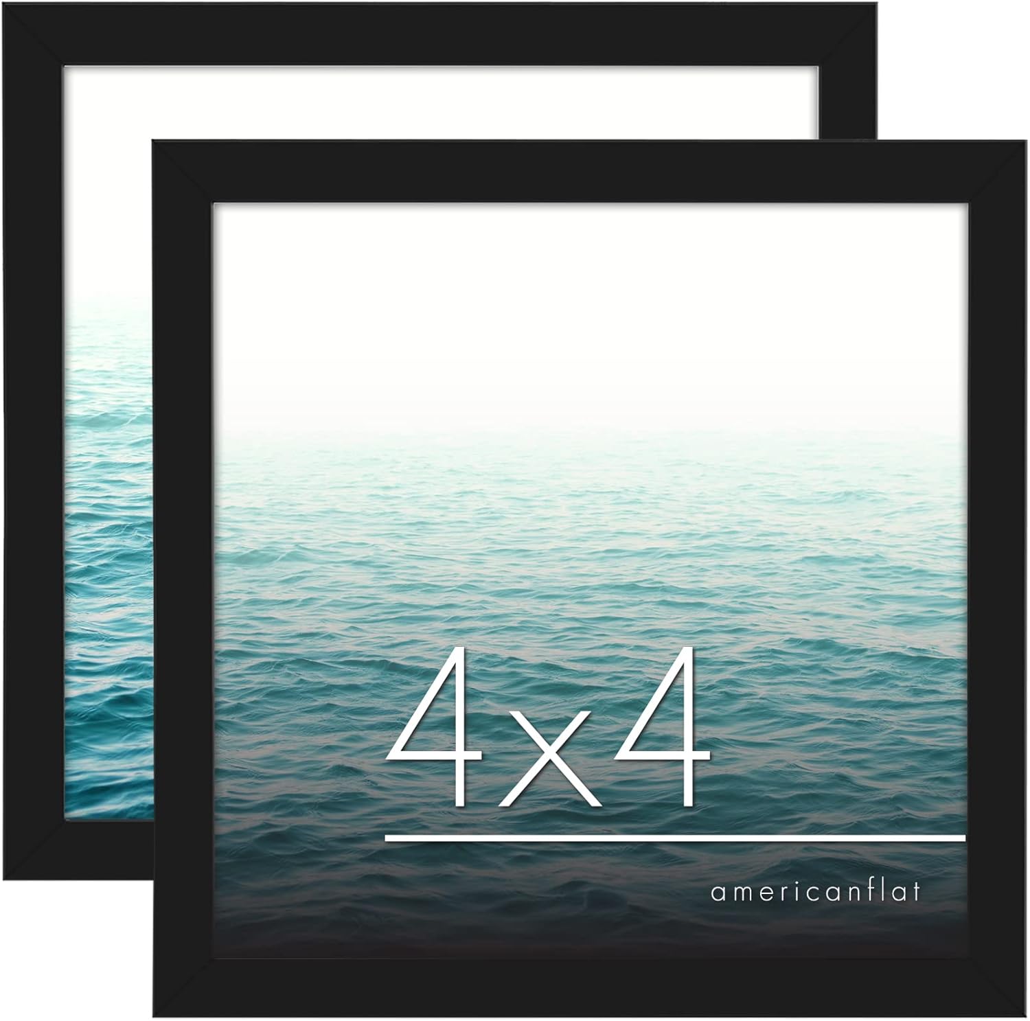 Photo Albums, Frames & Accessories - Americanflat 4x4 Picture Frame in Black with Shatter Resistant Glass - Thin Border Frame in Horizontal and Vertical Formats for Wall and Tabletop (2 Pack)