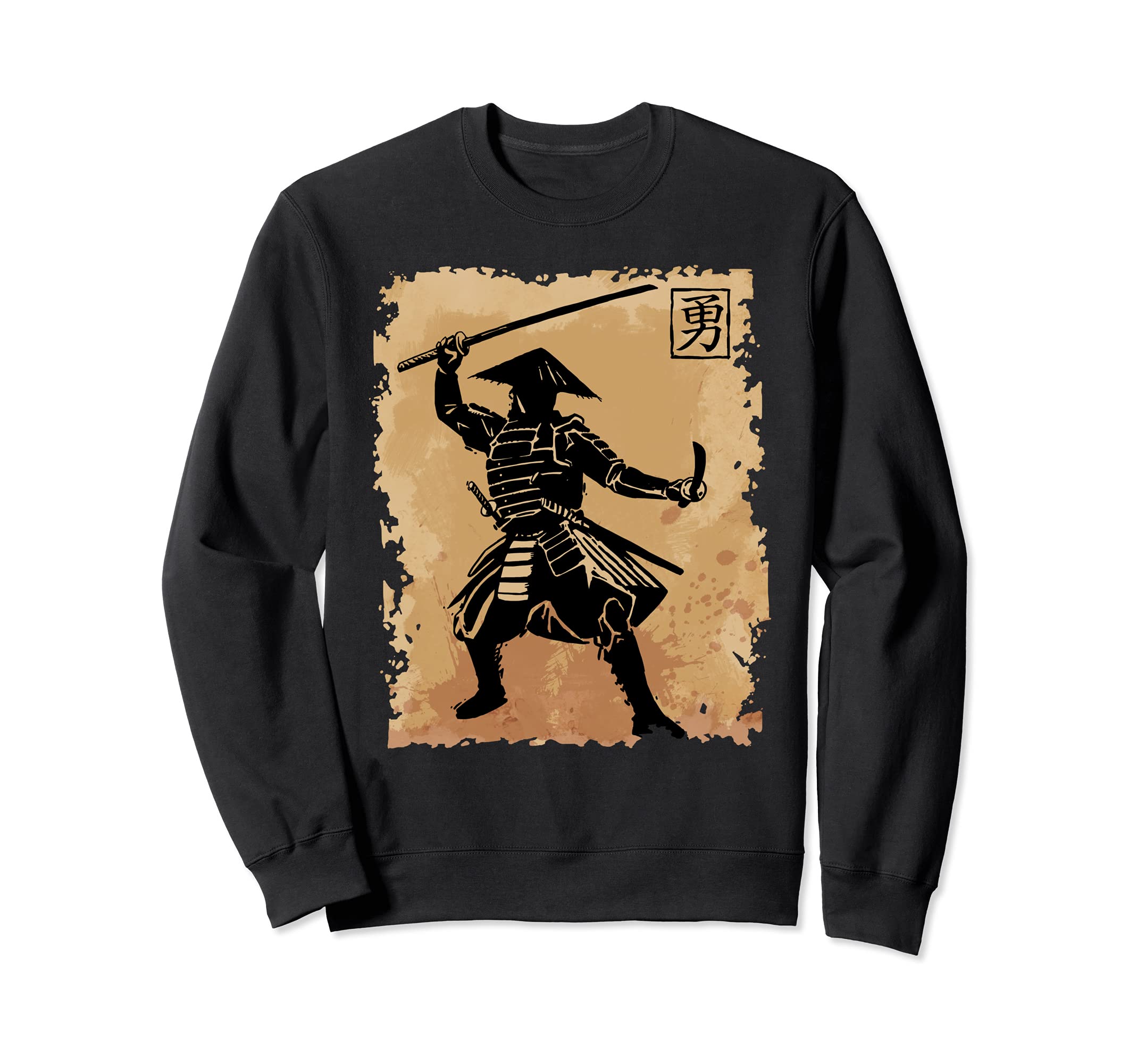 Japanese Samurai In Hat Papyrus Japan Calligraphy Warrrior Sweatshirt