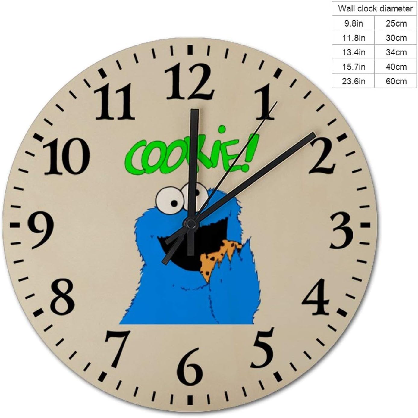 Amazon Co Jp 壁掛け時計 掛け時計 アナログ時計 インテリア おしゃれ 見やすい 大文字 静音 天然木 木製 クッキーモンスター 連続秒針 円形 単3形電池式 カフェ 店舗 書斎 部屋装飾 30cm ホーム キッチン