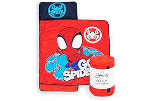 Jay Franco Kids Nap Mat with Embedded Pillow & Blanket – Soft 46"x20" Microfiber Sleeping Bag with Name Tag & Handle for School, Travel, Sleepover