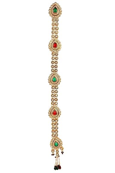 Buy Lalso Designer Maroon Green Kundan Choti Hair Juda Matha Patti