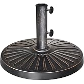 EliteShade USA 18" Patio Umbrella Base Stand, 30LBS Heavy Duty Cast Resin Rust-Free Outdoor Umbrella Holder with 2 Adjustable Knobs for Backyard, Deck, Lawn, Poolside Fits 1.5"-1.9" Poles, Bronze