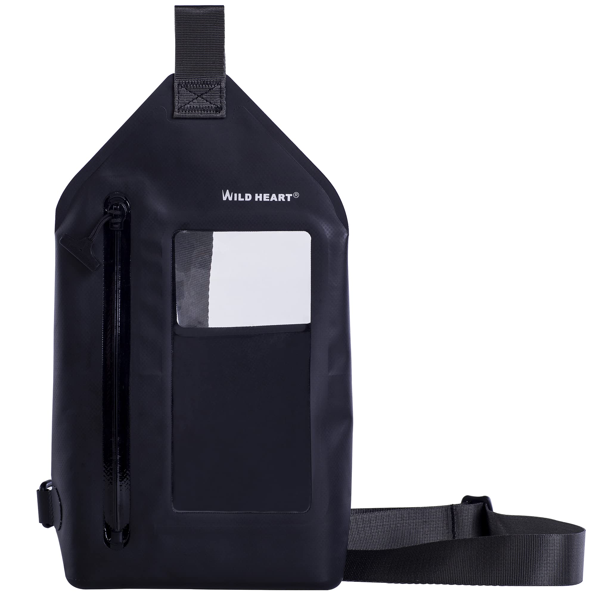 WILD HEART Waterproof Sling Bag Pouch Fashion Diving Swimming Pool Beach Underwater Pouch Case Fully Waterproof Sea Fishing Diving Large Capacity Lightweight Bag (Black)