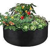 IWNTWY 100 Gallon Large Grow Bag, Heavy Duty Fabric Round Raised Garden Bed Planter Pots for Planting Herb Flower Vegetable Potato Plants (50" D x 12" H, Black)