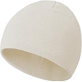 choshion 100% Cotton Beanie Hat, Cuffless Beanies Warm Knit Winter Skull Cap, Unisex Soft Fisherman Hats for Women Men