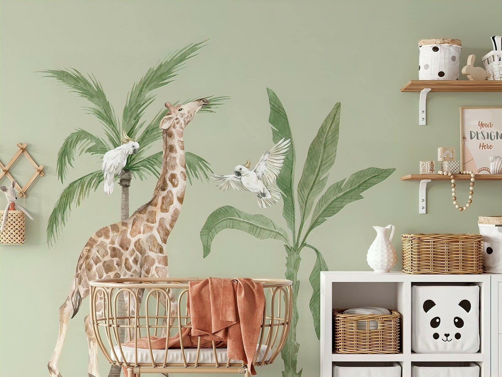 Giraffe Oasis Wall Decal Set Kids Removeable for Children's Bedroom Nursery Novelty Stickers