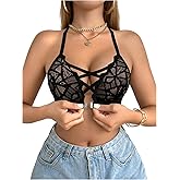 RoseSeek Women's Crisscross Front Closure Bra Mesh Wireless Push Up Bras Every Day Bralettes