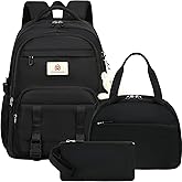 Hidds School Backpack for Teens Girls Women 3 PCS Kids Bookbag Set with Lunch Box College Laptop Backpacks Travel Daypack Bag