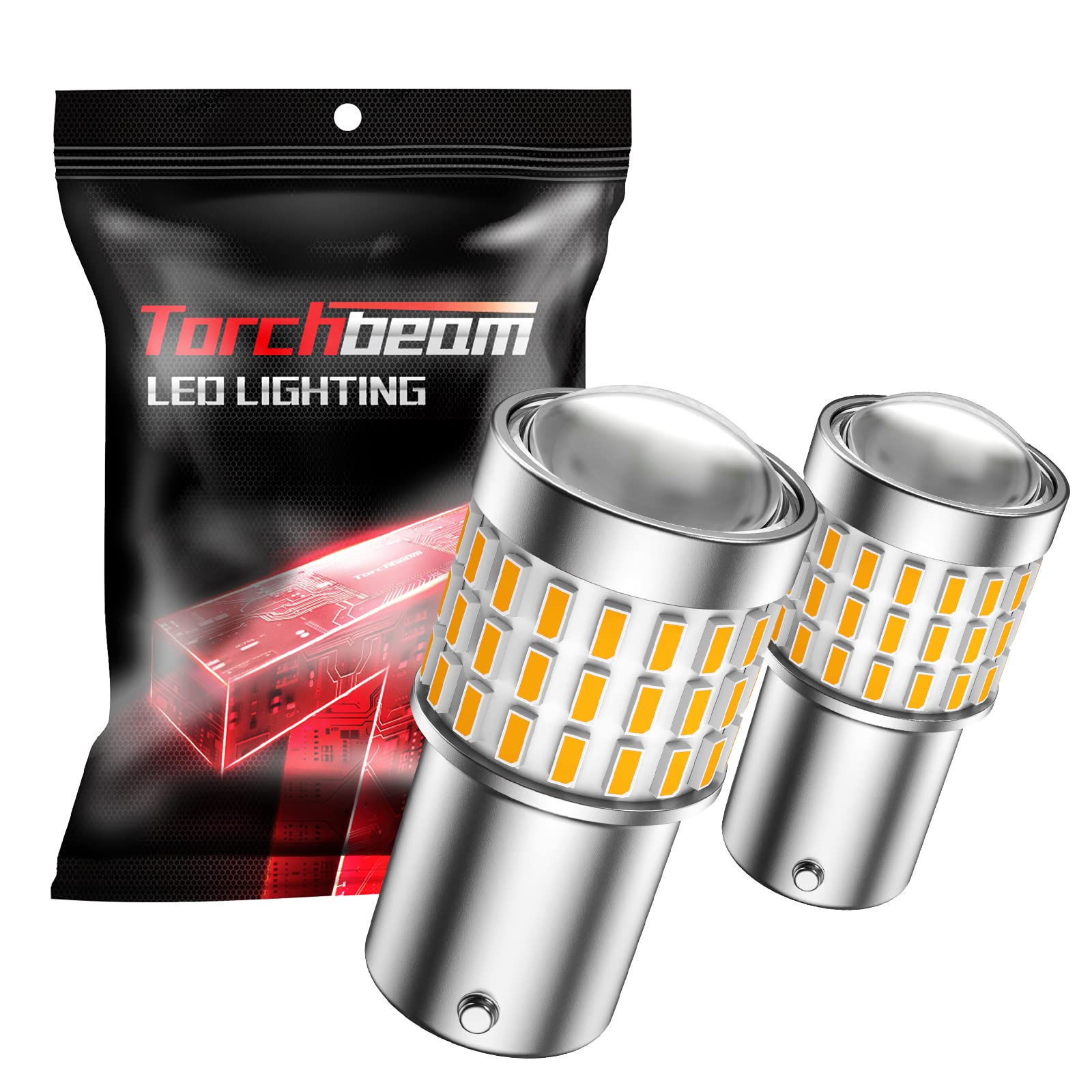 Photo 1 of Torchbeam 1156 LED Bulb Turn Signal Light Bulbs, CANBUS Error Free, Replace for P21W BA15S 1156A 1156NA 7506 1141, 12V-24V Amber Yellow LED Car Bulb, 2pcs