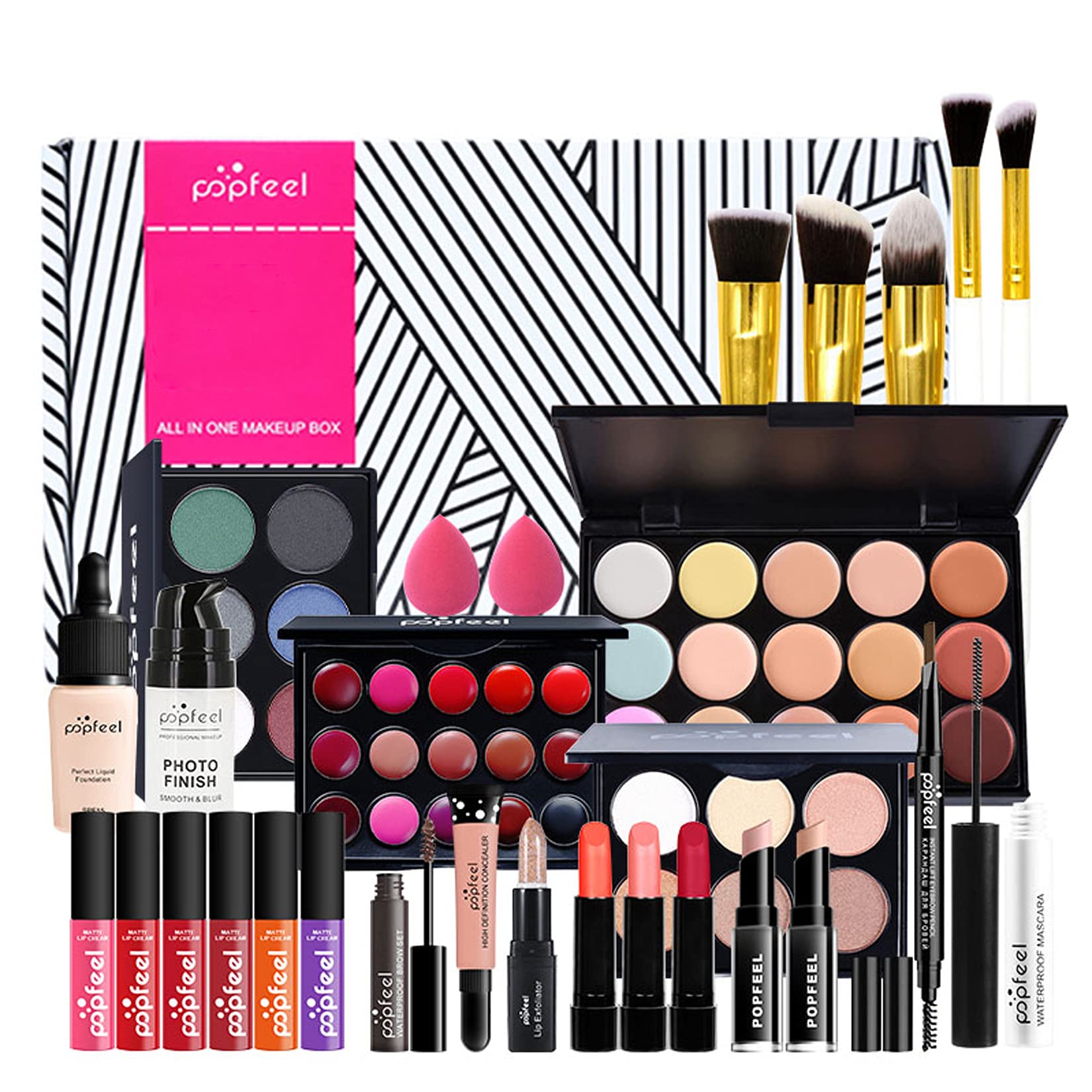 Professional Makeup Set,MKNZOME 29Pcs Cosmetic Make-up Starter Kit With Gift Box Portable Travel Make Up Palette Birthday Xmas Gift Set Full Sizes Eyeshadow Foundation Lip Gloss for Teenage & Adults