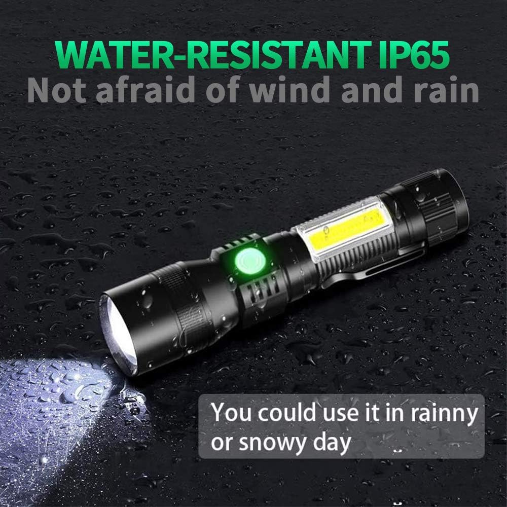 Bright Flashlight (Battery Included), UV Flashlights LED Rechargeable, Magnetic Flashlight, High Lumen, 7 Modes, Waterproof Mini Black Light Flashlight for Camping Pet Urine Detection Emergency 2pack - - 